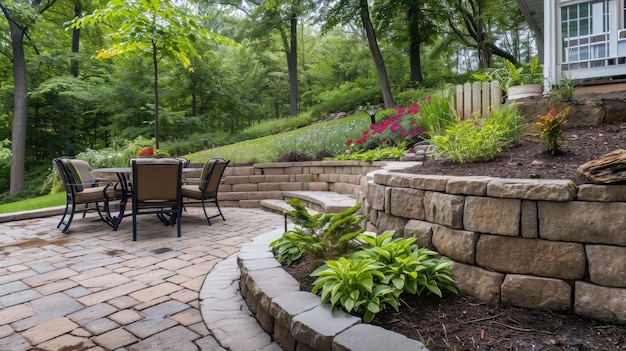 Patio serein et jardin luxuriant