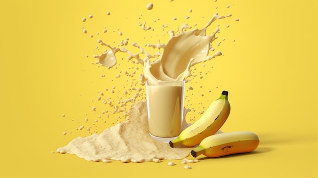 pâtisserie au lait de banane bananas lait éclaboussé yogourt éclaboussé banane banane jaune fond banane sur whi