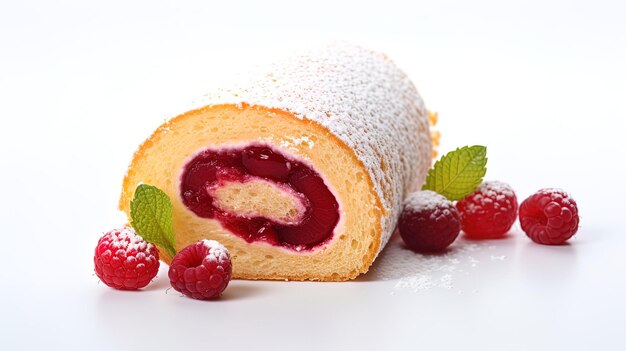 Photo une pâtisserie avec des framboises et une fraise sur le dessus