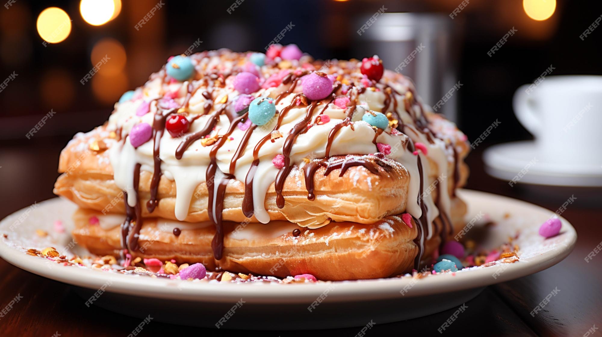 Pâtisserie Maison Avec Glaçage Et Vermicelles Multicolores