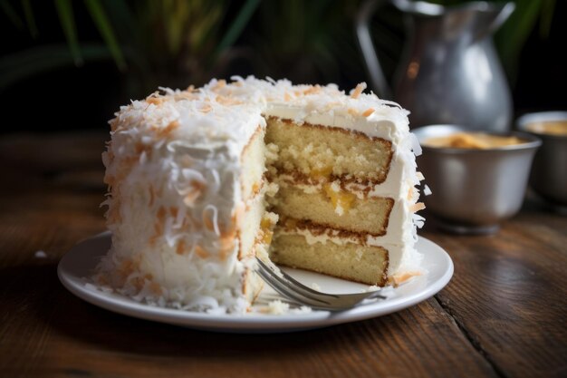 Pâtisserie traditionnelle de gâteau à la noix de coco Crème à la vanille Générer Ai