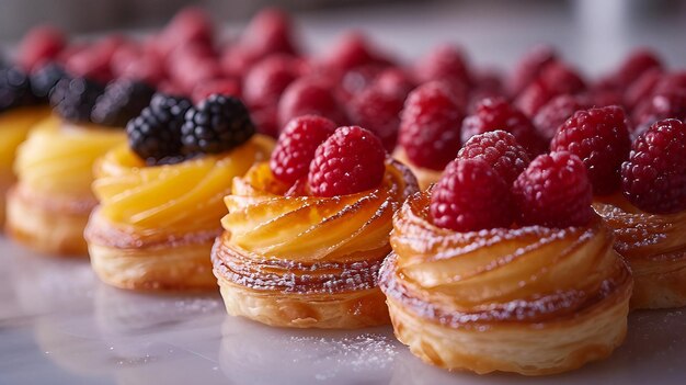 Des pâtisseries danoises avec des garnitures de fruits générées par l'IA