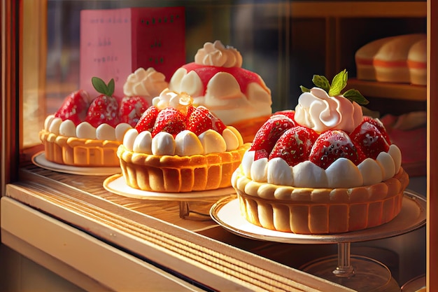 Pâtisseries légères aux fraises avec de la crème en pâtisserie