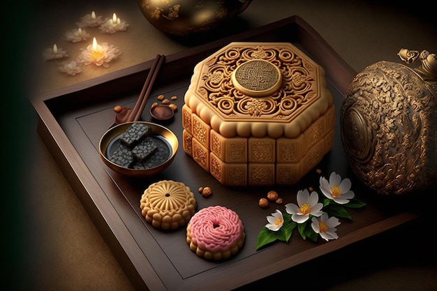 pâtisseries thaïlandaises de gâteau de lune