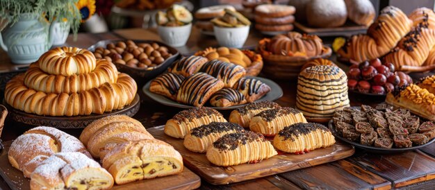 Des pâtisseries variées sur la table