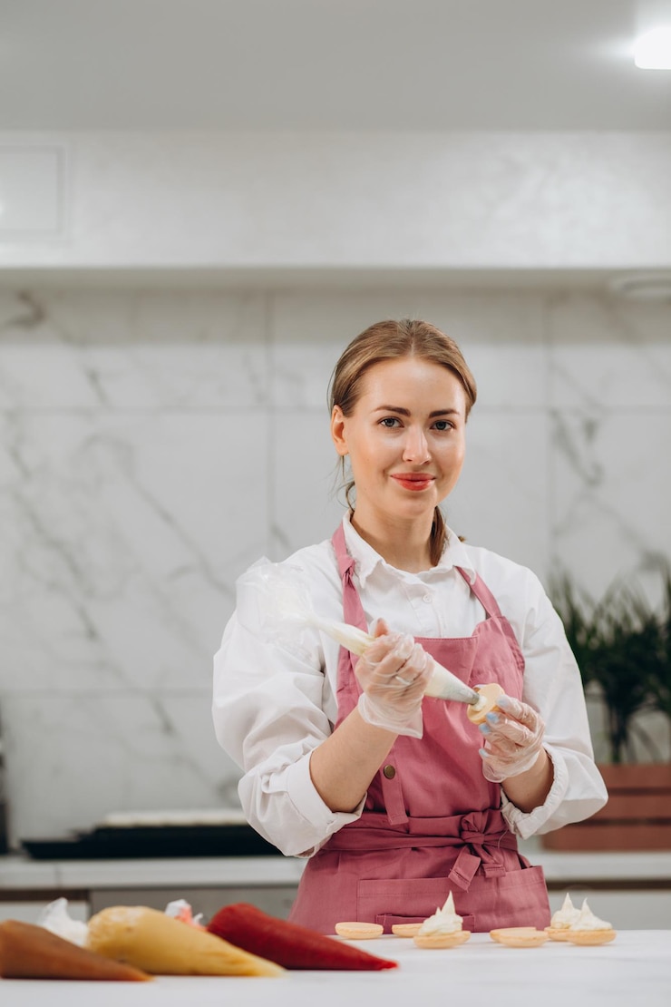 Photo un pâtissier fait des macaroons dans une pâtisserie.