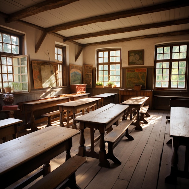 Photo patrimoine éducatif les intérieurs des anciennes écoles de village mettent en valeur le charme historique pour les médias sociaux