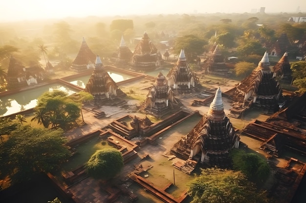 Patrimoine en vol Aperçu aérien des ruines d'Ayutthaya