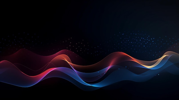 Pattern de mouvement d'onde abstrait sur papier peint de fond bleu foncé pour la technologie numérique AI Généré