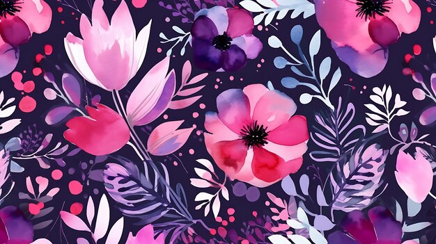 Pattern_of_Plant_2D_Flat_General_Illustration_Pattern_Flower_Purple_et_Magen_minimalist_decoration_