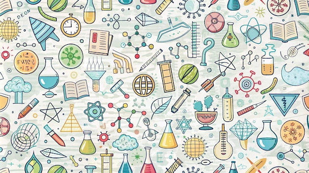 Pattern scientifique sans couture avec des illustrations de Doodle