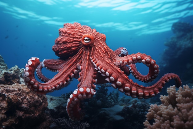 Pattern de suceur de tentacles sur la pieuvre dans l'environnement sous-marin généré