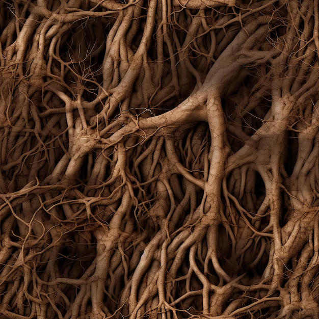 Photo pattern de texture de racines en carreaux sans bords dans le sol