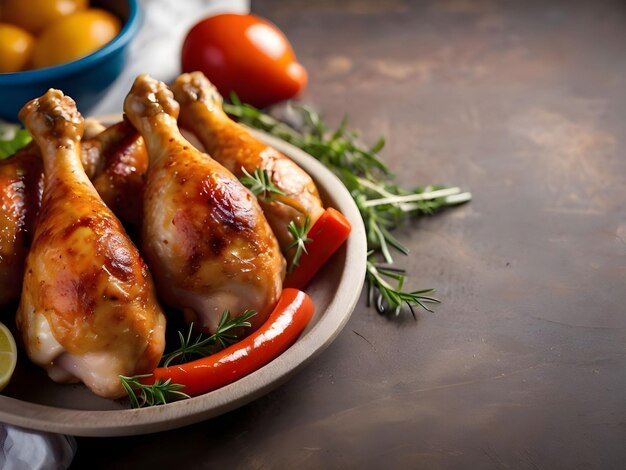 Des pattes de poulet savoureuses garnies de tomates fraîches, d'herbes et d'épices pour un repas délicieux