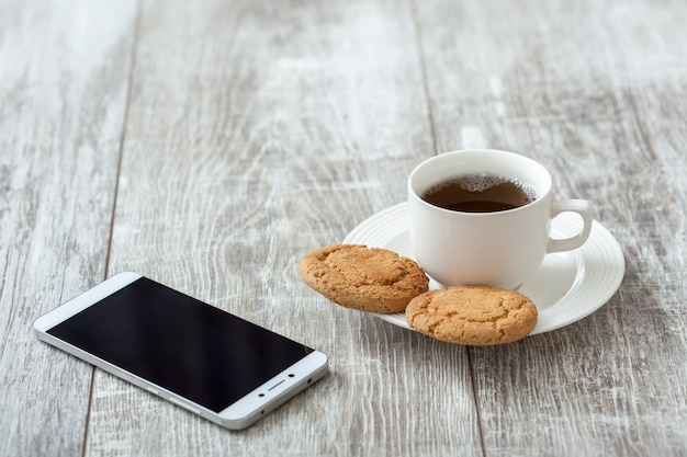 Photo pause café. café avec collation