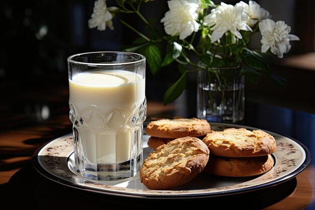 Pause douillette Les Golden Cookies plongent dans le lait blanc génératif IA