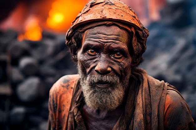 Photo les pauvres d'afrique souffrent de l'extraction de minéraux utiles dans des conditions inhumaines.