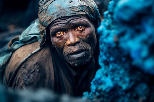 Photo les pauvres d'afrique souffrent de l'extraction de minéraux utiles dans des conditions inhumaines.