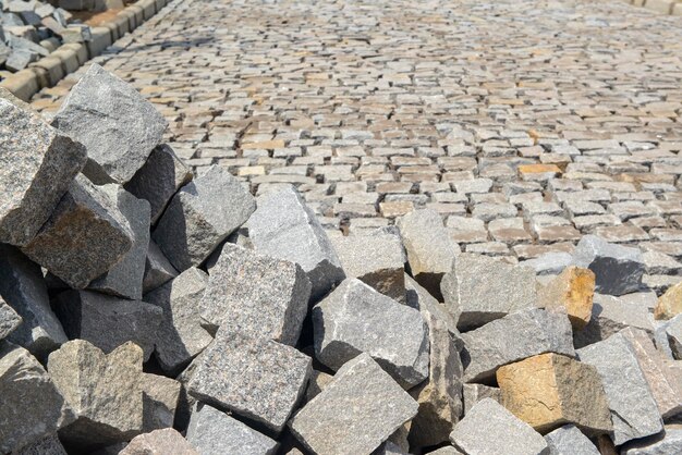 Les pavés qui forment le fond Les pavés utilisés dans les rues du Brésil