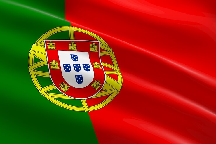 Photo pavillon du portugal. 3d illustration du drapeau portugais en agitant