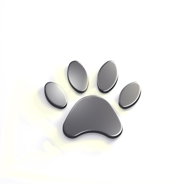 Paw Pet couleur argent icône 3D Render Illustration