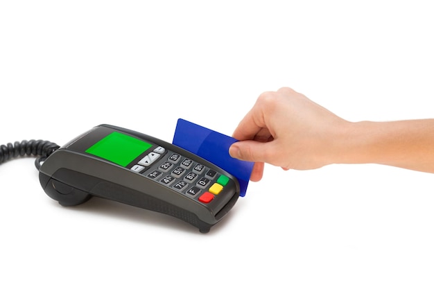 Payer avec une carte de crédit sur un terminal pos