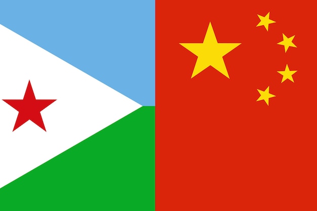 Pays du drapeau de Djibouti et de la Chine