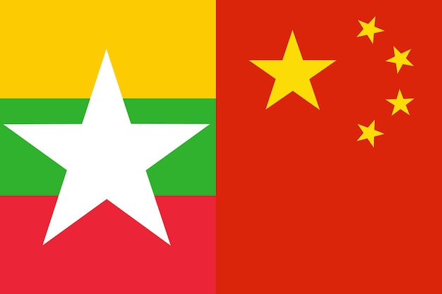 Photo pays du drapeau du myanmar et de la chine