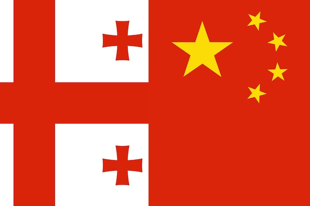 Pays du drapeau de la Géorgie et de la Chine