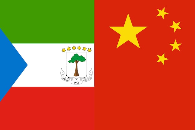 Pays du drapeau de la Guinée équatoriale et de la Chine