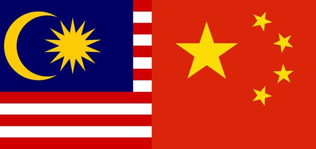 Pays du drapeau de la Malaisie et de la Chine