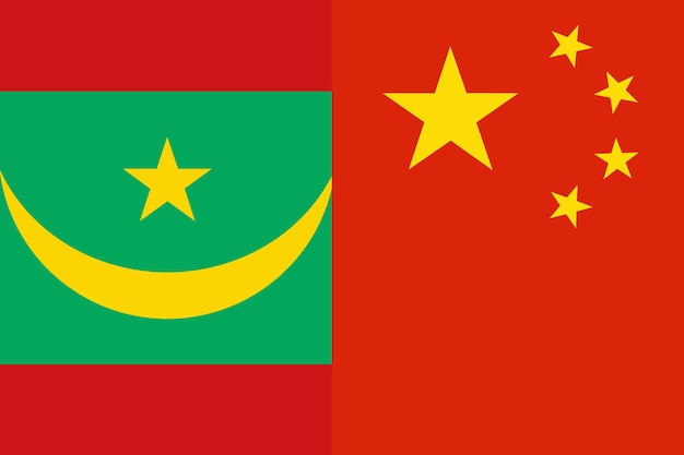 Photo pays du drapeau de la mauritanie et de la chine