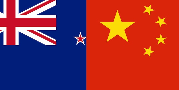 Pays du drapeau de la Nouvelle-Zélande et de la Chine