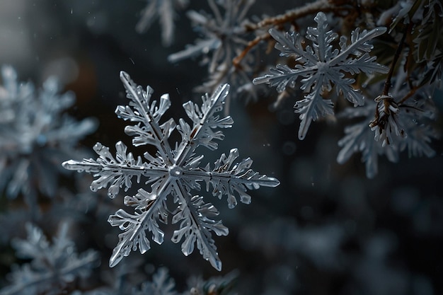 Le pays des merveilles d'hiver enchanteur Flocons de neige en abondance