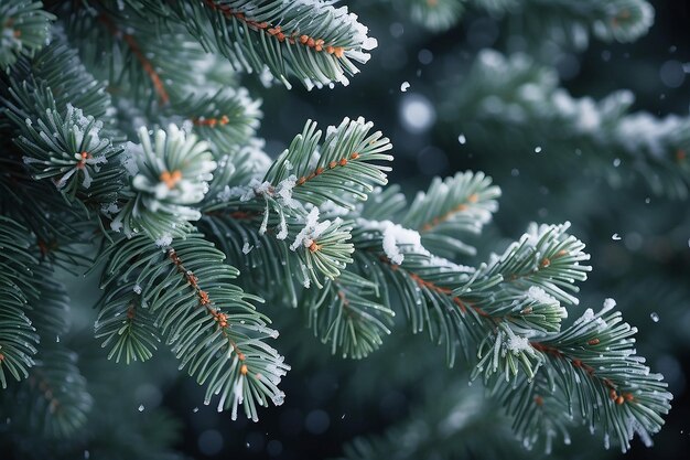 Le pays des merveilles d'hiver, le pin neigeux, l'arrière-plan de Noël