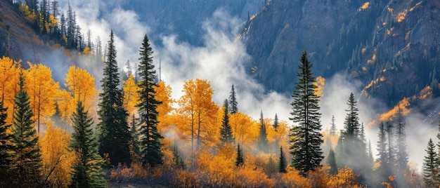 le pays des pins la forêt de pluie la brume l'automne le brouillard