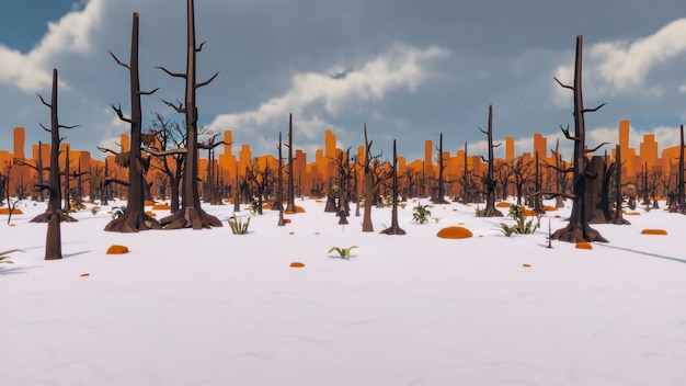 Paysage abstrait avec éthique et soucieux du rendu 3d social