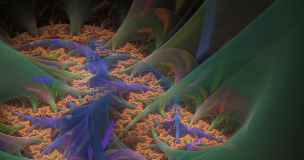 Paysage abstrait de la vallée extraterrestre fractal 3D utile comme arrière-plan