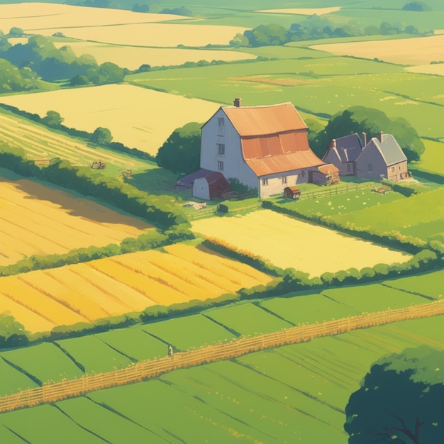 Un paysage agricole idyllique au cœur de l'Angleterre