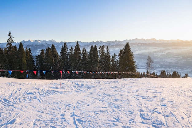 Paysage d'après-midi d'hiver des Tatras