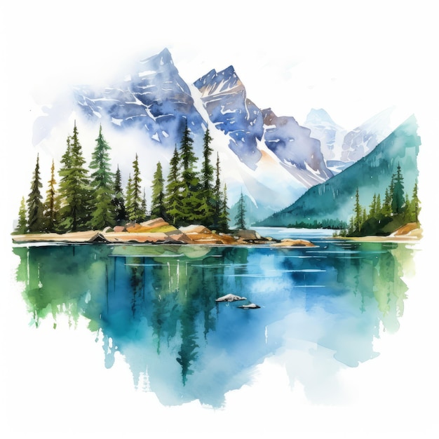 Le paysage à l'aquarelle de Whistlerian dans le parc national de Banff