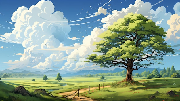 paysage avec des arbres et du ciel