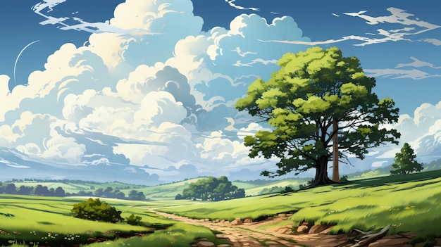 paysage avec des arbres et du ciel