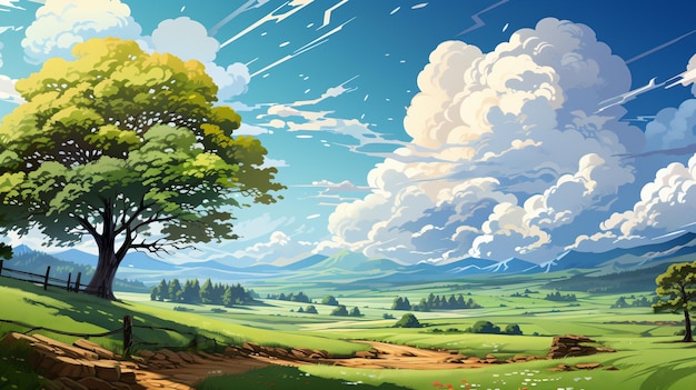 paysage avec des arbres et du ciel