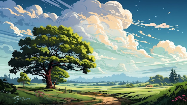 paysage avec des arbres et du ciel