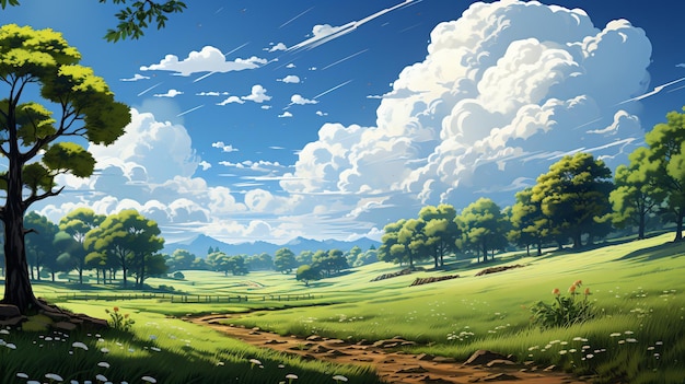 paysage avec des arbres et du ciel