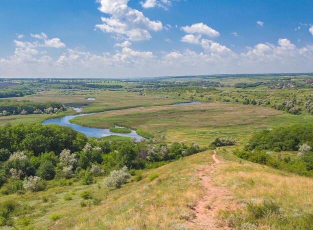 Paysage avec des arbres et une rivière devant