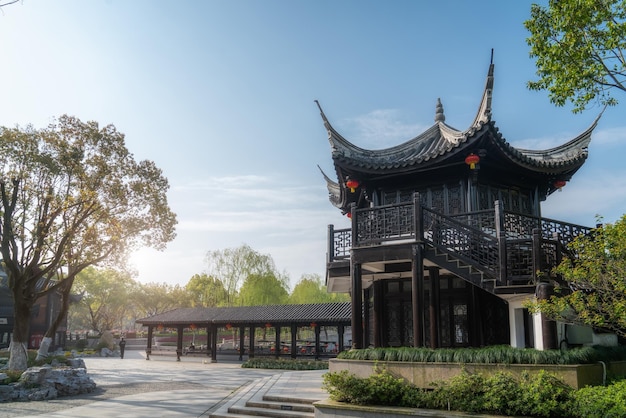 Paysage architectural antique du parc Nanhu Jiangsu