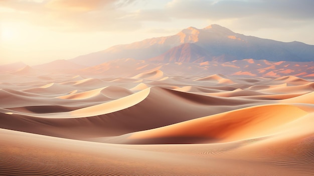 Paysage au coucher du soleil de dunes de sableimage générative par IA