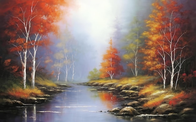 paysage d'automne à l'aquarelle